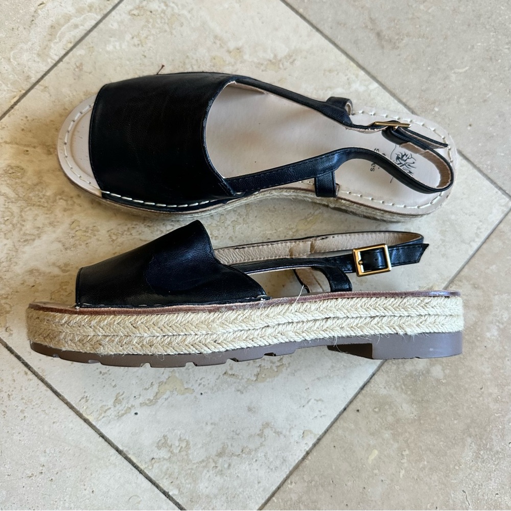 Good Choice Black Espadrille Slingback Sandals